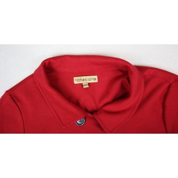 NOTATIONS - WOMEN'S RED STRETCH KNIT DOUBLE-BREASTED 3/4 SLEEVE JACKET - SIZE L - Picture 3 of 9